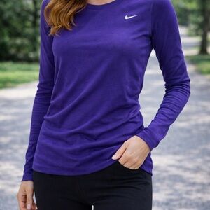 Nike Dri-FIT Long Sleeve Performance Top Purple Size Small